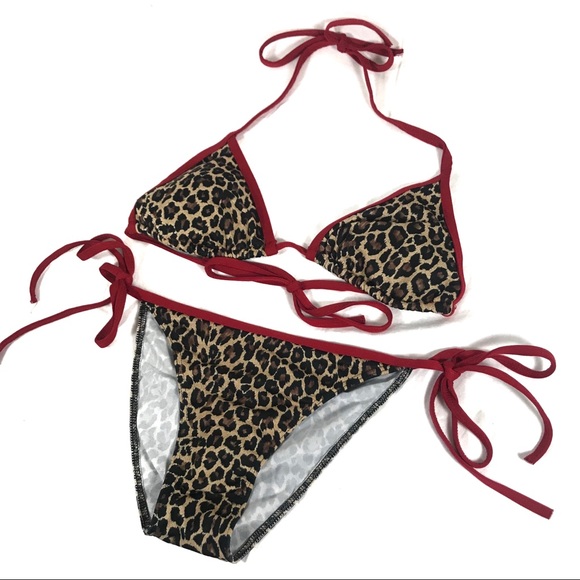 cheetah print 2 piece bathing suit